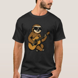 Lustige Faultier mit Sonnenbrille spielt Gitarre M T-Shirt