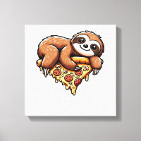 Lustige Faultier-Pizza essend, Kawaii-Tierliebhabe