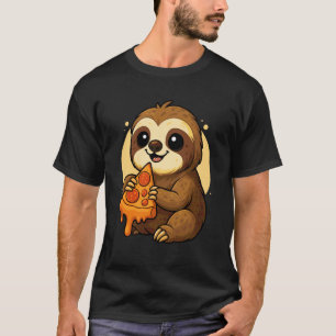 Lustige Faultier Pizza Graphic Jungen Mädchen Faul T-Shirt