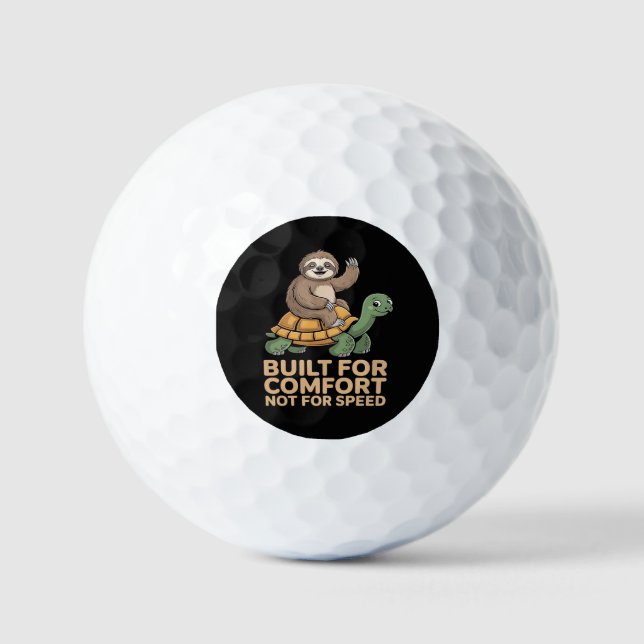 Lustige Faultier Reitet Schildkröte Golfball (Vorderseite)