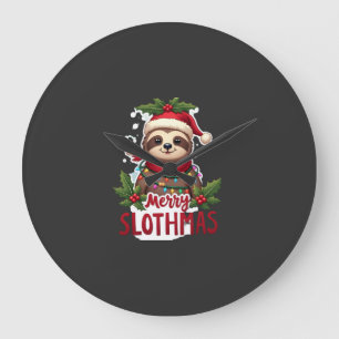 Lustige Faultier-Weihnachtslichter Fröhliche Fault Große Wanduhr