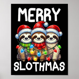Lustige Faultier-Weihnachtsmannmütze Retro-Passend Poster