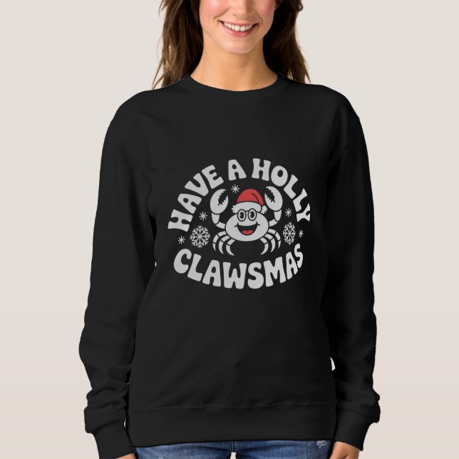 Lustige Ferien-Krabben-Illustration als Weihnachts Sweatshirt (Vorderseite)