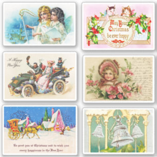 Lustige Festliche Vintage Weihnachtskarten Scrapbo Aufkleber