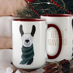 Lustige Festtags-'Fleece Navidad'-Lama-Cartoon-Tas Tasse