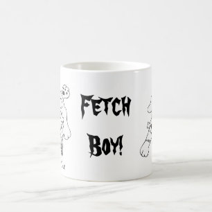 Lustige Fetch Boy Hund Linienkunstzeichnung Kaffeetasse