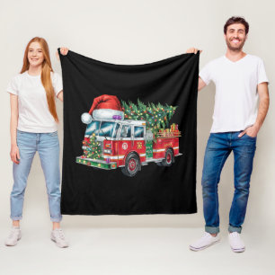 Lustige Feuerwehr Santa Hut Weihnachtsbaumlichter  Fleecedecke