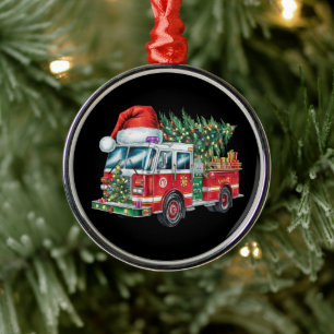 Lustige Feuerwehr Santa Hut Weihnachtsbaumlichter Ornament Aus Metall