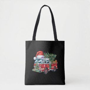 Lustige Feuerwehrmann Santa Hut Weihnachtsbaum Lic Tasche