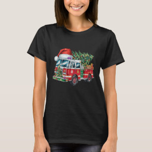 Lustige Feuerwehrmann Santa Hut Weihnachtsbaumlich T-Shirt