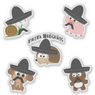 Lustige Fiesta-Tiere mit Sombreros und den Aufkleber
