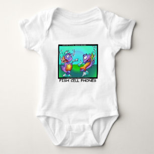 Lustige Fisch-Handy-T-Shirts, Tassen, Karten und G Baby Strampler