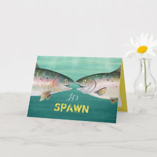 Lustige Fisch-Monogramm-Herzen Valentinstag Karte