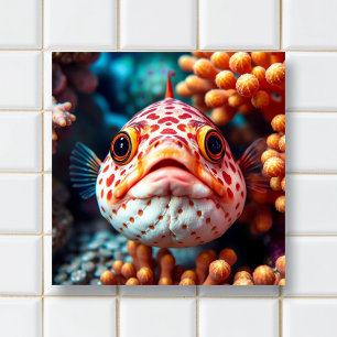 Lustige Fische und Korallen Nahaufnahme  Fliese