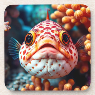 Lustige Fische und Korallen Nahaufnahme Getränkeuntersetzer