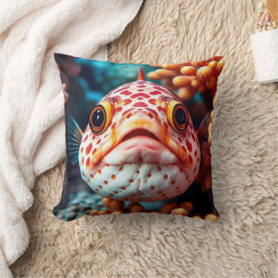 Lustige Fische und Korallen Nahaufnahme  Kissen