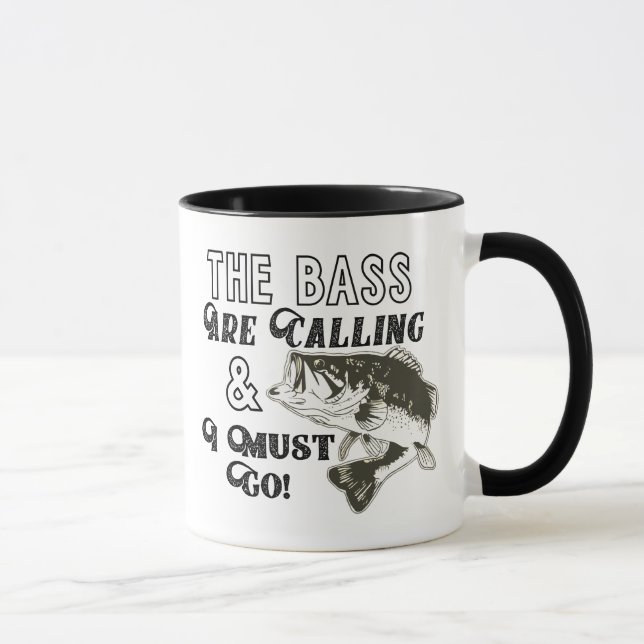 Lustige Fischen-Zitat-Bass-mit großer Öffnung Tasse (Rechts)
