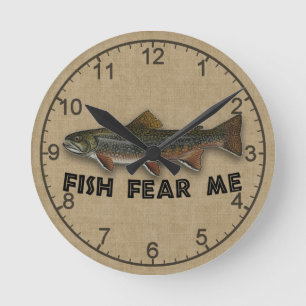 Lustige Fischer-Fische befürchten mich Runde Wanduhr
