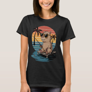 Lustige Fischerei-Grafik Tier Fischerei Retro Capy T-Shirt