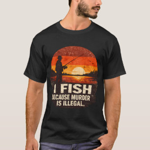Lustige Fischerzitat Retro-Distressed-Sonnenunterg T-Shirt