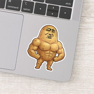 Lustige Fitness-Kartoffel Aufkleber