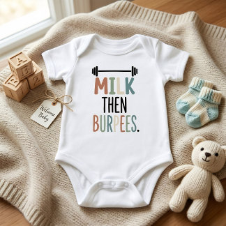Lustige Fitness Milch Dann Burpees Workout Baby Strampler