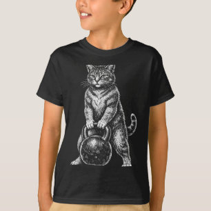 Lustige Fitnessstudio-Katze-Kettlebell-Trainerin T T-Shirt