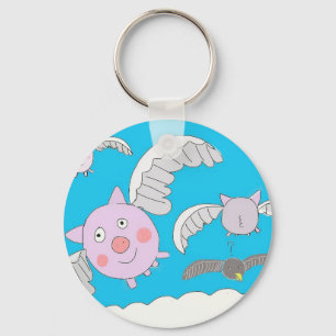 Lustige fliegende Schweine Schlüsselanhänger