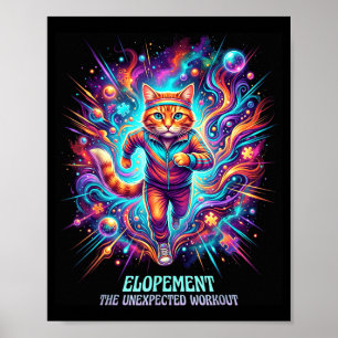 Lustige Flucht Die unerwartete Übung Retro-Katze Poster