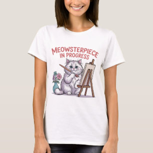 Lustige Fluffige Katze Künstlerin Malerin Katzenmu T-Shirt