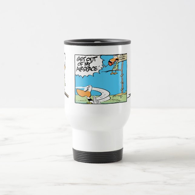 Lustige Fluglotse-Cartoon-Tasse Reisebecher (Mittel)