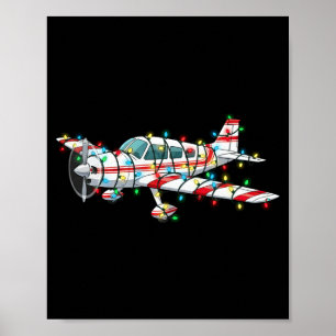 Lustige Flugzeug-Weihnachtsgrafik-Lichter Liebhabe Poster