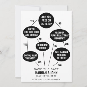 Lustige Flussdiagramm-Hochzeit Save the Date