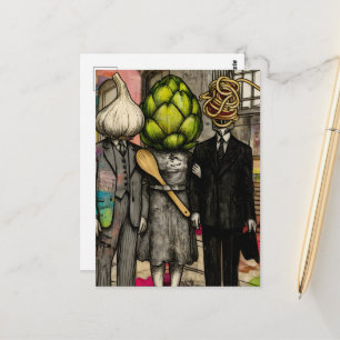 Lustige Foodie-Menschen Postkarte