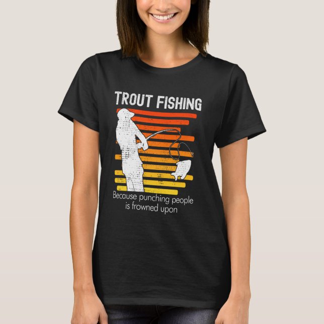 Lustige Forellenfischerei Retro T-Shirt (Vorderseite)