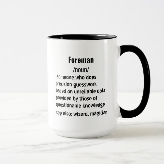 lustige Foreman Definition Geschenke für Männer Fr Tasse (Rechts)