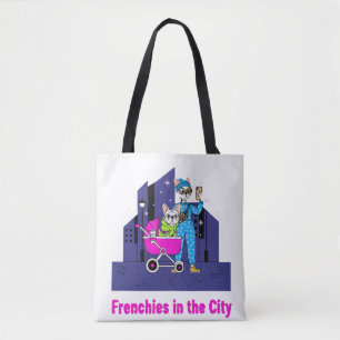 Lustige Franzosen in der Stadt Süße französische Tasche