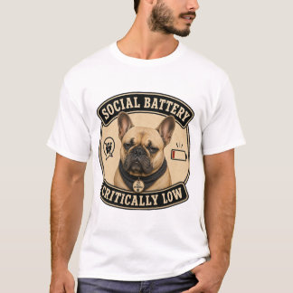 Lustige Französische Bulldogge mit sozialer Batter T-Shirt