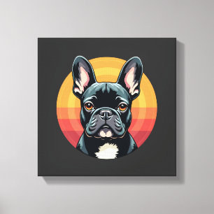 Lustige Französische Bulldogge Retro-Outfits Kleid Leinwanddruck