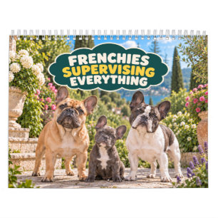 Lustige Französische Bulldoggen, die alles überwac Kalender
