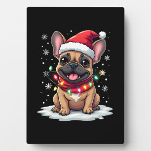 Lustige Französische Bulldoggen Weihnachten Santa Fotoplatte