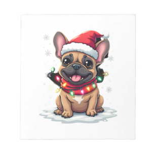 Lustige Französische Bulldoggen Weihnachten Santa Notizblock