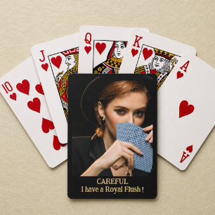 Lustige Frau mit Royal Flush Foto-Geschenk Spielkarten
