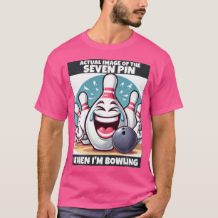 Lustige Frau sieben Pins lachend, wenn ich Bowling T-Shirt