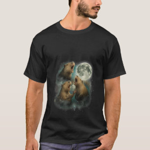 Lustige Frauen Drei Capybaras Heulen zum Mond C T-Shirt