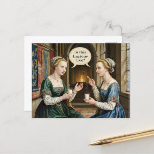 Lustige Frauen fragen: Ist das laktosefrei? Postkarte