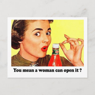 Lustige Frauen Gesicht mit Flasche, lustiges Zitat Postkarte