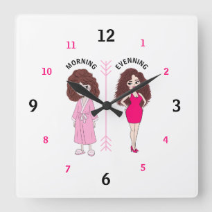 Lustige Frauen-Stimmungs-Wanduhr Quadratische Wanduhr