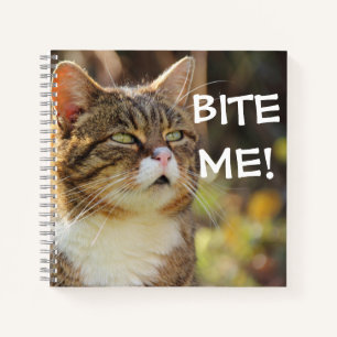 Lustige freche Katze mit Haltung Beiß mich Notizbuch