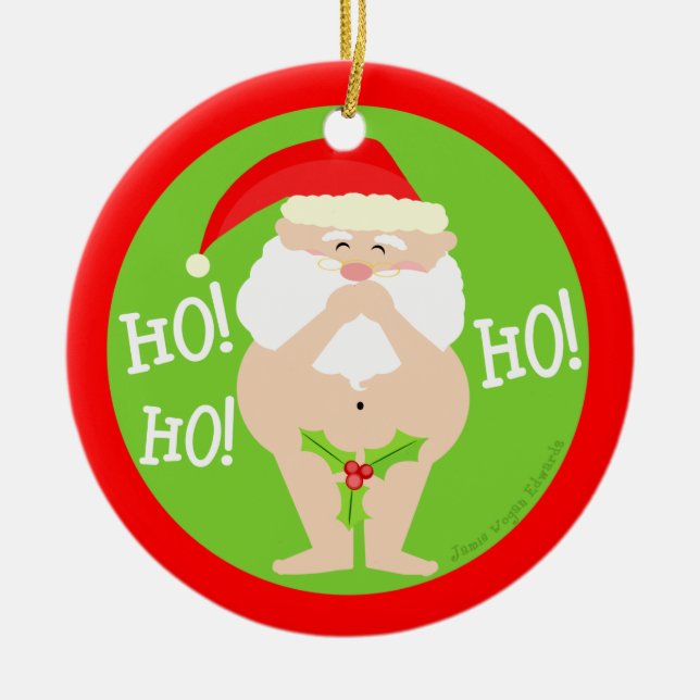 Lustige freche Sankt-Weihnachtsverzierung Keramikornament (Vorne)